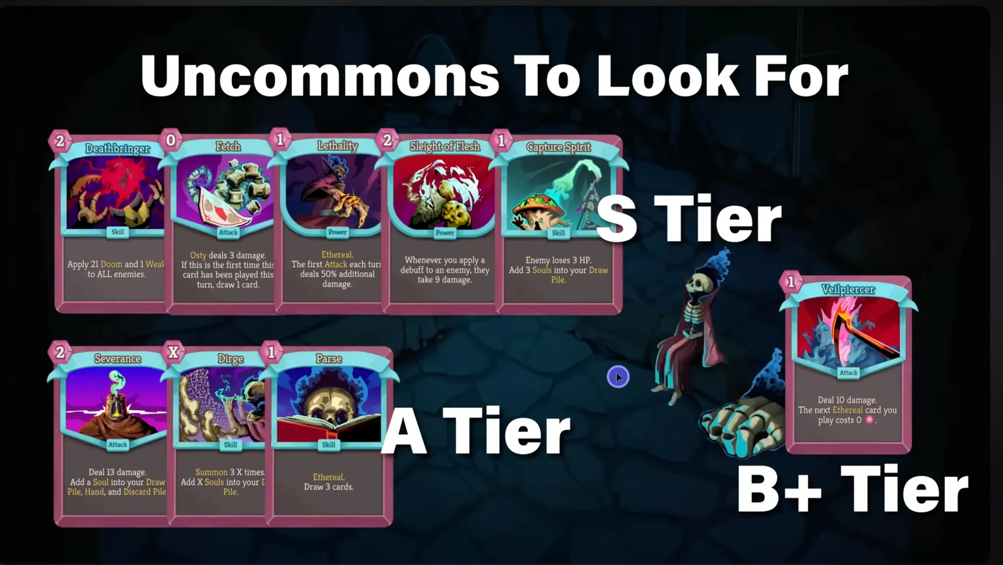 Uncommons to Look For tier-list screenshot from Caleb's Necrobinder guide