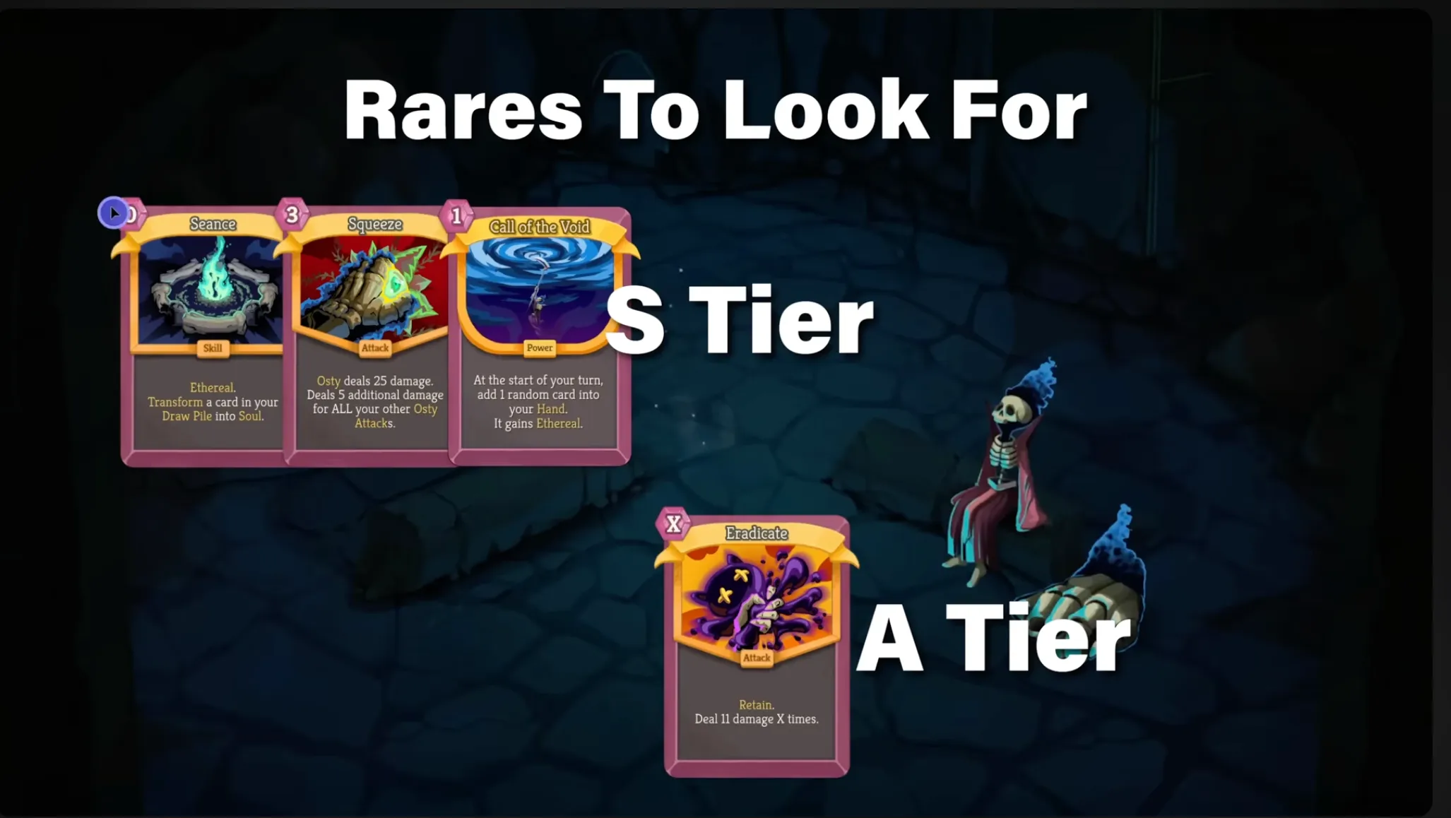Rares to Look For tier-list screenshot from Caleb's Necrobinder guide